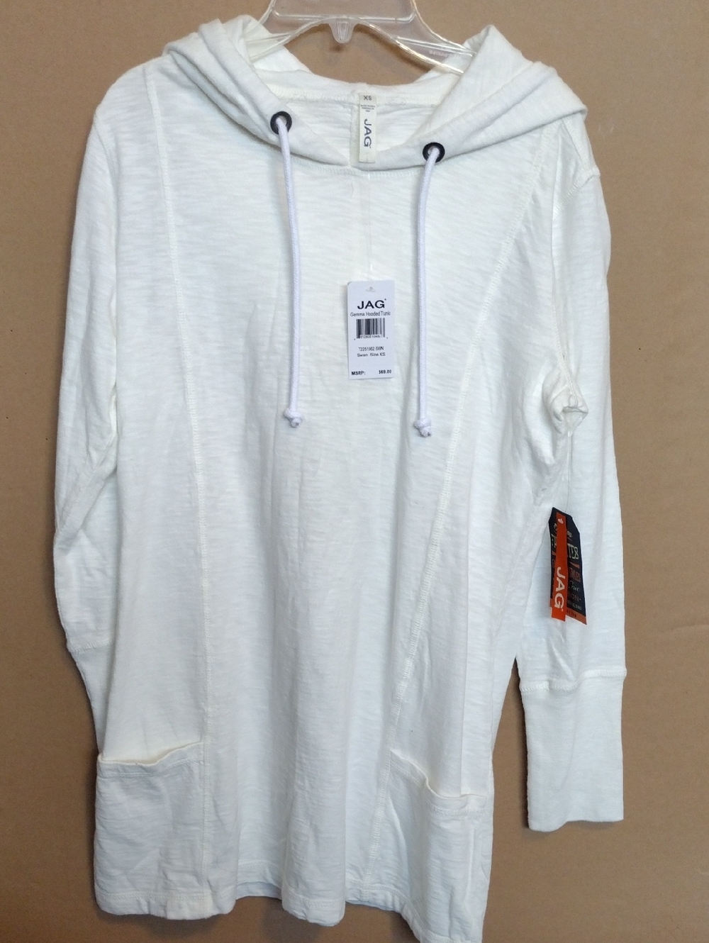 JAG White Hooded Tunic with Drawstring